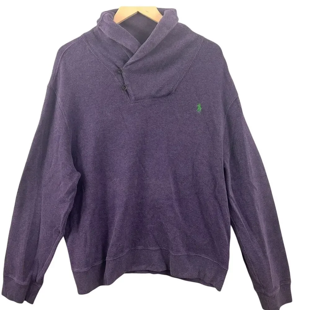 Polo Ralph Lauren Purple Shawl Collar Pullover Sweater XXL Cotton